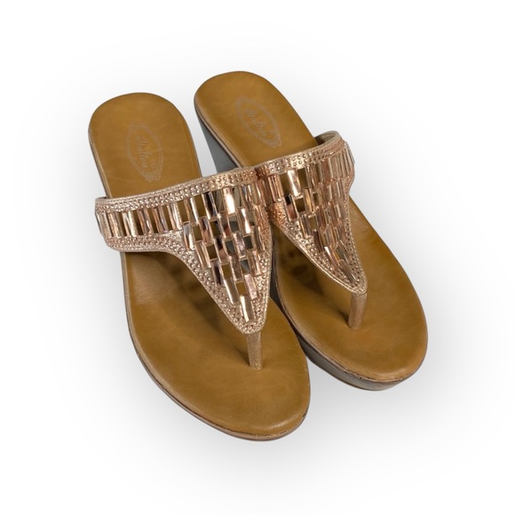 Italina ☻︎ Sparkly Baguette Crystal Wedge Heeled Sandals ☻︎ Rose Gold ☻︎ 7.5M - Picture 7 of 16